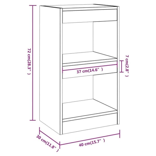 vidaXL bogreol/rumdeler 40x30x72 cm sort