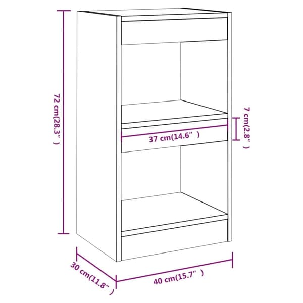 vidaXL bogreol/rumdeler 40x30x72 cm hvid