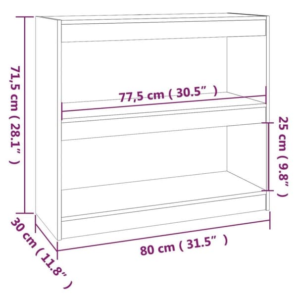 vidaXL bogreol/rumdeler 80x30x71,5 massivt fyrretræ