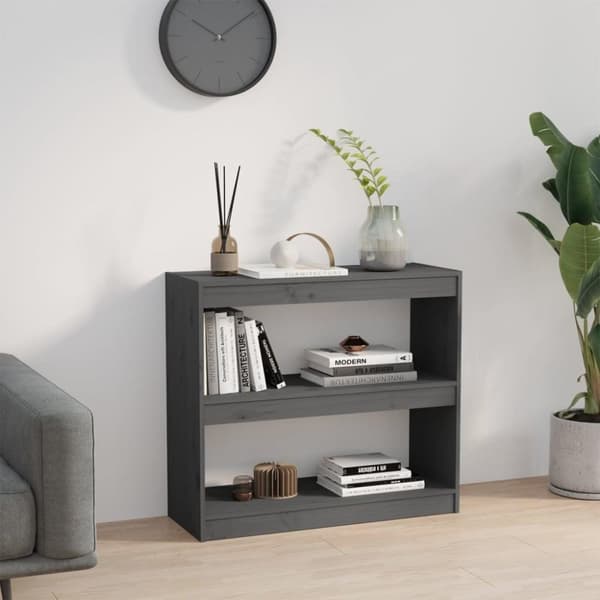 vidaXL bogreol/rumdeler 80x30x71,5 cm massivt fyrretræ grå