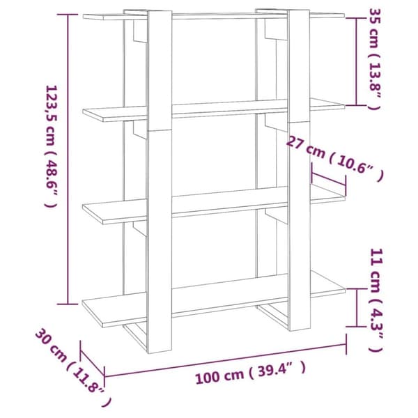 vidaXL bogreol/rumdeler 100x30x123,5 cm sonoma-eg