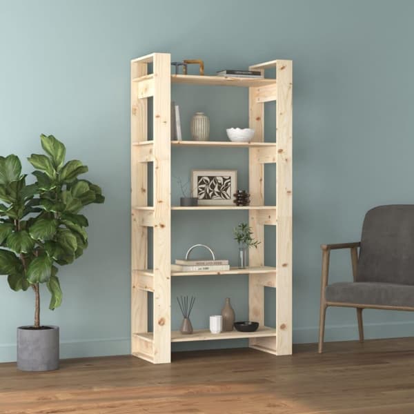 vidaXL bogreol/rumdeler 80x35x160 cm massivt fyrretræ