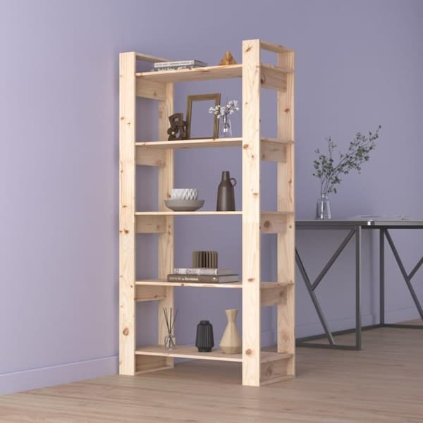 vidaXL bogreol/rumdeler 80x35x160 cm massivt fyrretræ