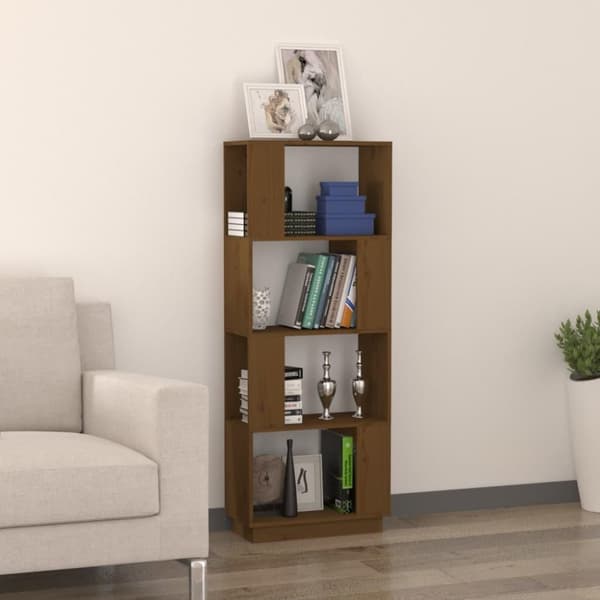 vidaXL bogreol/rumdeler 51x25x132 cm massivt fyrretræ gyldenbrun