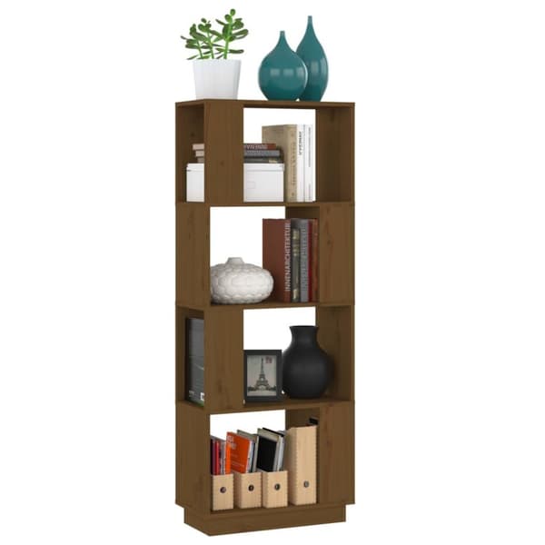vidaXL bogreol/rumdeler 51x25x132 cm massivt fyrretræ gyldenbrun