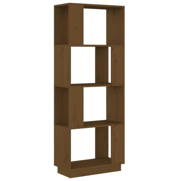 vidaXL bogreol/rumdeler 51x25x132 cm massivt fyrretræ gyldenbrun