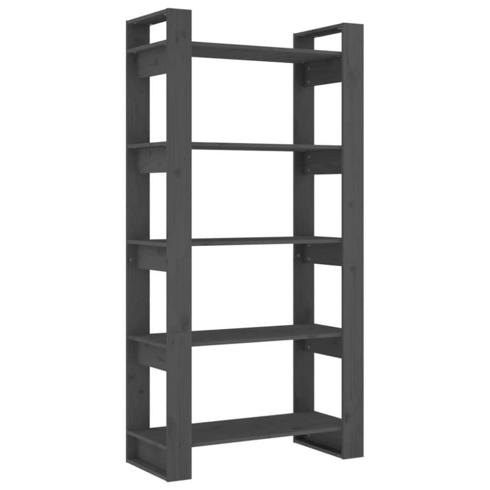 vidaXL Bokhylla/rumsavdelare grå 80x35x160 cm massiv furu