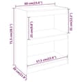 Miniatyrbillede 8 af 11: vidaXL bogreol/rumdeler 60x30x71,5 cm massivt fyrretræ hvid