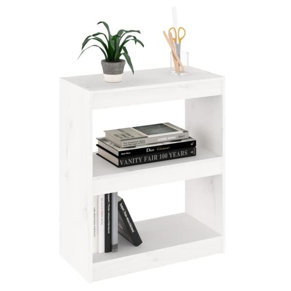 vidaXL Bokhylla/rumsavdelare vit 60x30x71,5 cm massiv furu