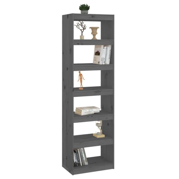 vidaXL bogreol/rumdeler 60x30x199,5 cm massivt fyrretræ grå