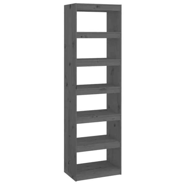 vidaXL bogreol/rumdeler 60x30x199,5 cm massivt fyrretræ grå