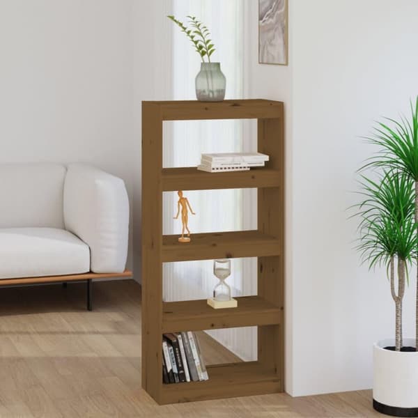 vidaXL bogreol/rumdeler 60x30x135,5 cm fyrretræ gylden brun