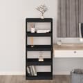 Miniatyrbillede 3 af 11: vidaXL bogreol/rumdeler 60x30x135,5 massivt fyrretræ sort