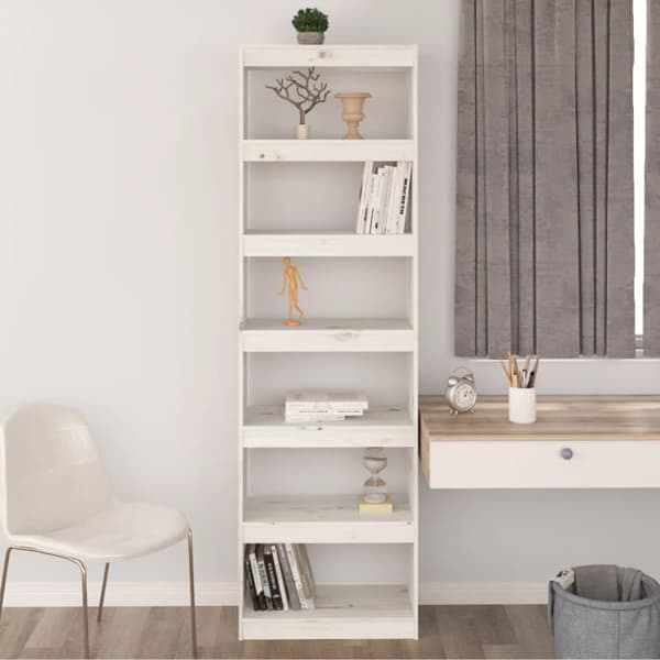 vidaXL bogreol/rumdeler 60x30x199,5cm massivt fyrretræ hvid