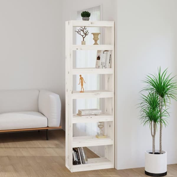 vidaXL bogreol/rumdeler 60x30x199,5cm massivt fyrretræ hvid