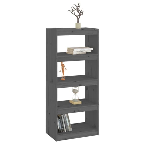 vidaXL bogreol/rumdeler 60x30x135,5 cm massivt fyrretræ grå