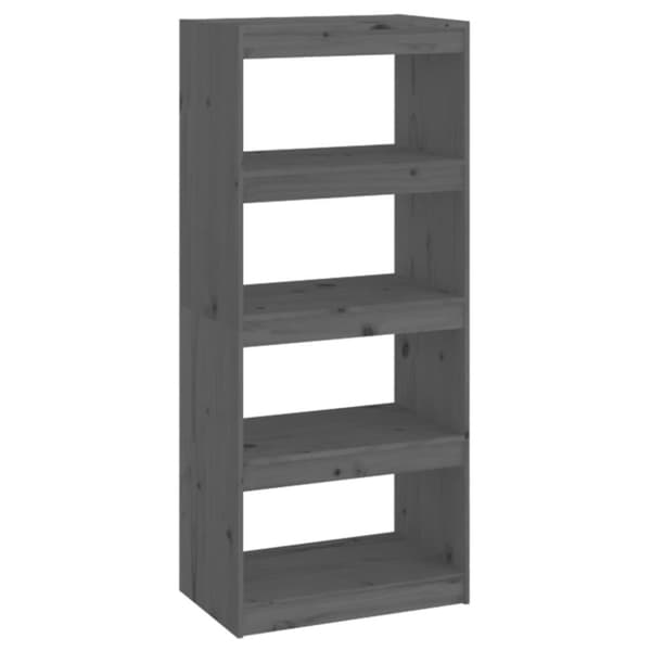 vidaXL bogreol/rumdeler 60x30x135,5 cm massivt fyrretræ grå