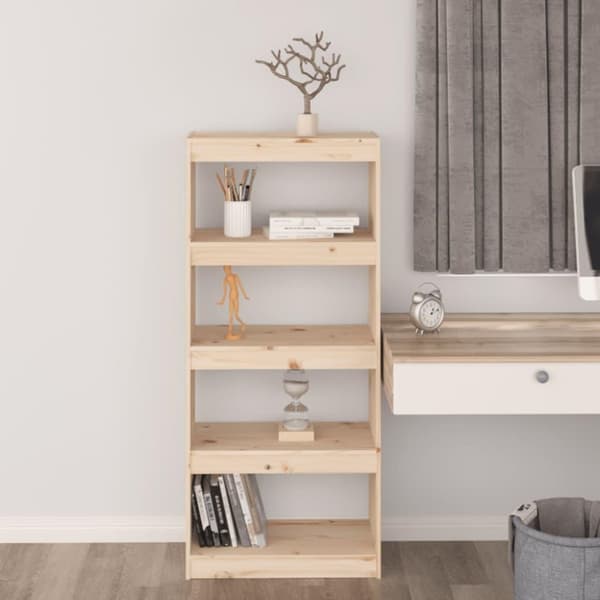 vidaXL bogreol/rumdeler 60x30x135,5 cm massivt fyrretræ