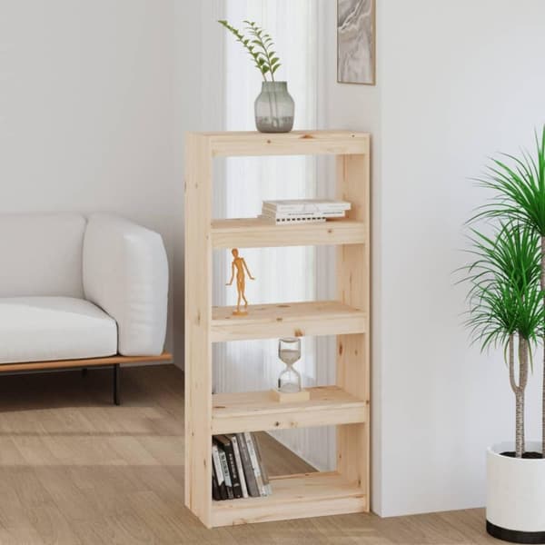 vidaXL bogreol/rumdeler 60x30x135,5 cm massivt fyrretræ