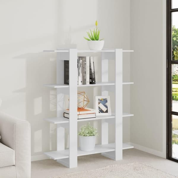 vidaXL bogreol/rumdeler 100x30x123,5 cm fyrretræ hvid