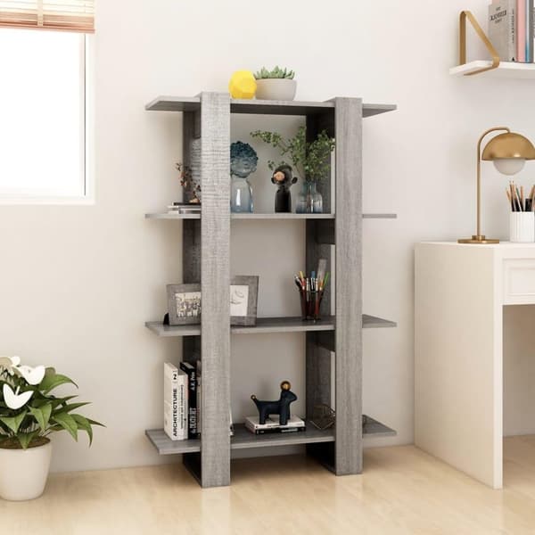 vidaXL bogreol/rumdeler 80x30x123,5 cm grå sonoma-eg