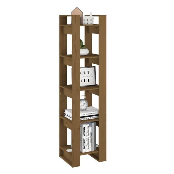 vidaXL bogreol/rumdeler 41x35x160 cm massivt fyrretræ gyldenbrun