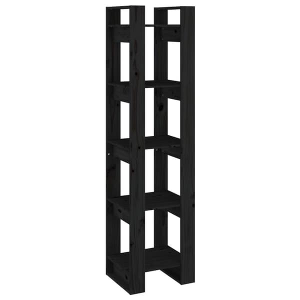 vidaXL bogreol/rumdeler 41x35x160 cm massivt fyrretræ sort