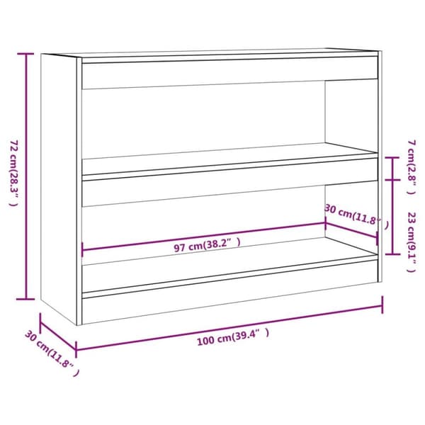 vidaXL bogreol/rumdeler 100x30x72 cm hvid