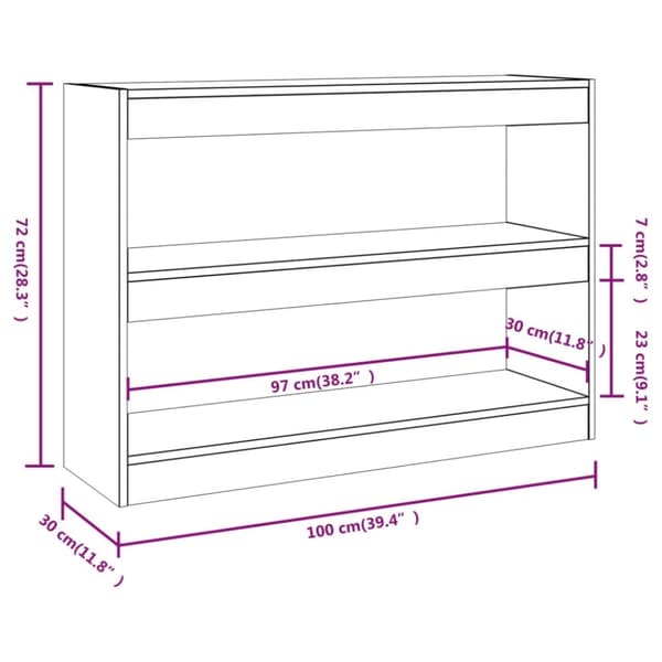 vidaXL bogreol/rumdeler 100x30x72 cm brun egetræ
