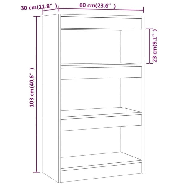 vidaXL bogskab/rumdeler 60x30x103 cm spånplade hvid højglans