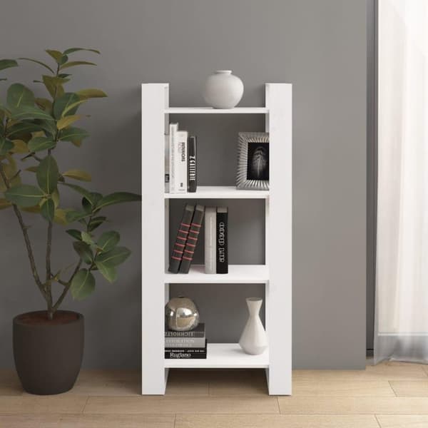 vidaXL bogreol/rumdeler 60x35x125 cm massivt træ hvid