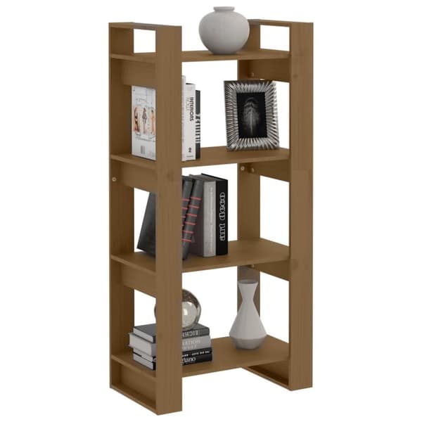 vidaXL Bokhylla/rumsavdelare honungsbrun 60x35x125 cm massivt trä