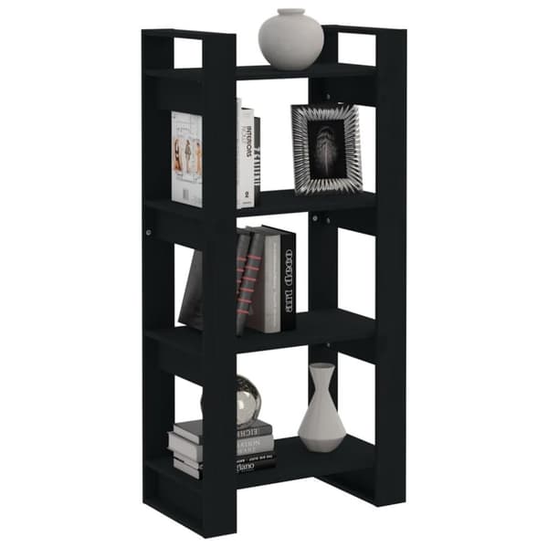 vidaXL bogreol/rumdeler 60x35x125 cm massivt træ sort