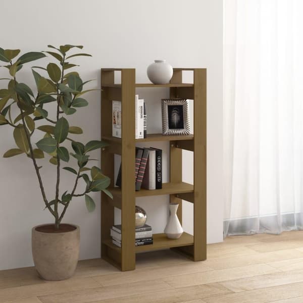 vidaXL bogreol/rumdeler 60x35x125 cm massivt træ gyldenbrun