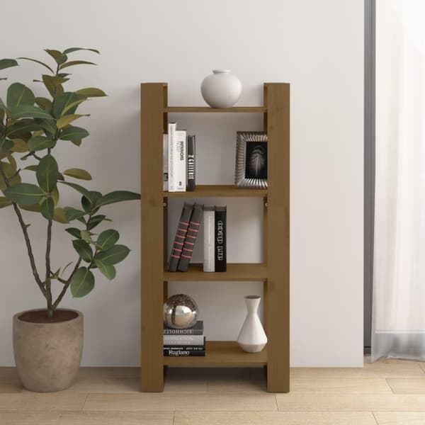 vidaXL bogreol/rumdeler 60x35x125 cm massivt træ gyldenbrun
