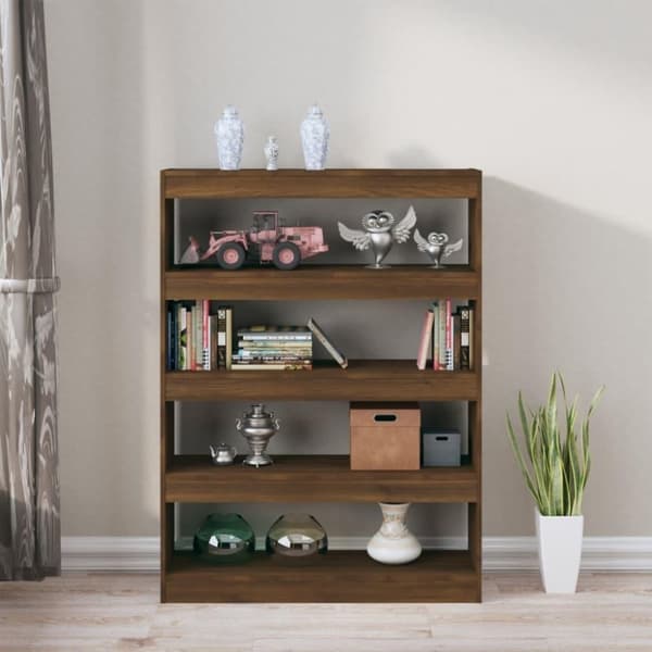 vidaXL bogreol/rumdeler 100x30x135 cm brun egetræ