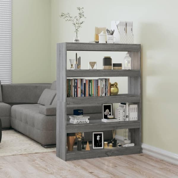 vidaXL bogreol/rumdeler 100x30x135 cm grå sonoma-eg