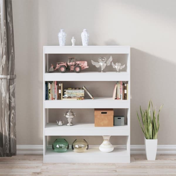 vidaXL bogskab/rumdeler 100x30x135 cm spånplade hvid højglans
