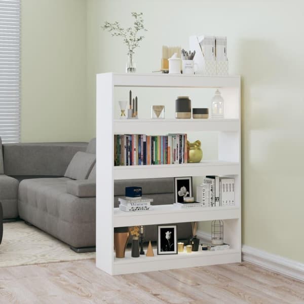 vidaXL bogskab/rumdeler 100x30x135 cm spånplade hvid højglans