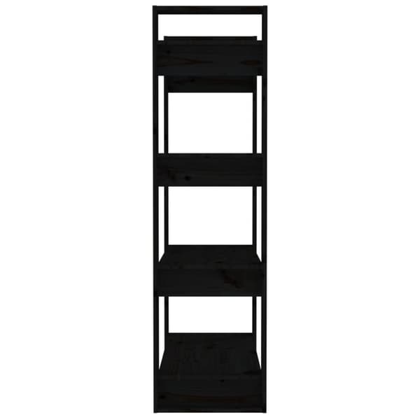 vidaXL bogreol/rumdeler 80x35x125 cm massivt fyrretræ sort