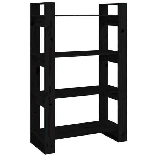 vidaXL bogreol/rumdeler 80x35x125 cm massivt fyrretræ sort