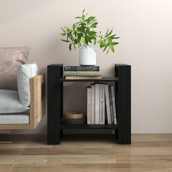 vidaXL bogreol/rumdeler 60x35x57 cm massivt fyrretræ sort