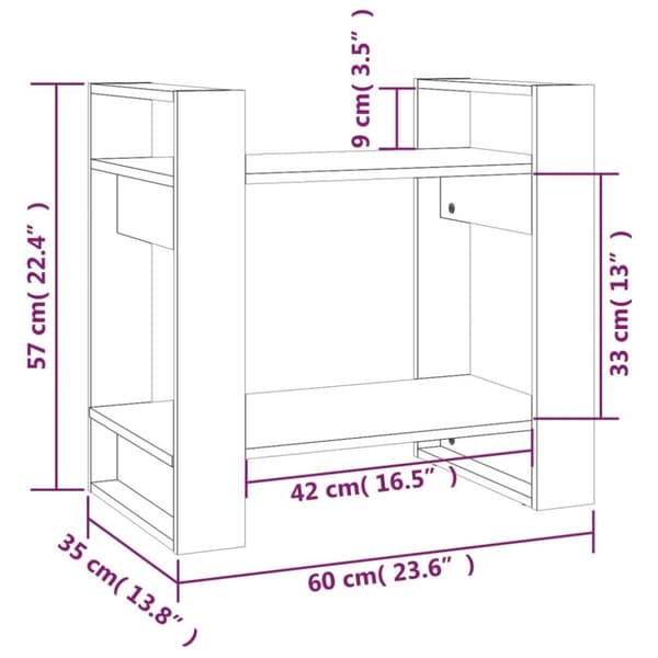 vidaXL bogreol/rumdeler 60x35x57 cm massivt fyrretræ gyldenbrun