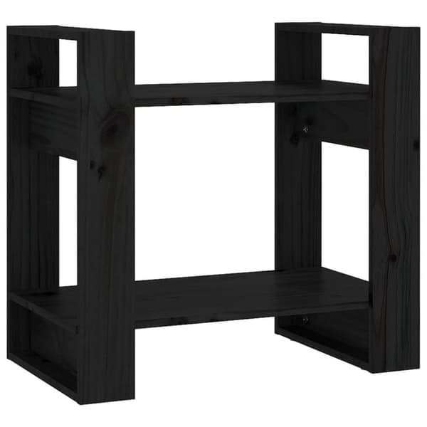 vidaXL Bokhylla/rumsavdelare svart 60x35x57 cm massiv furu