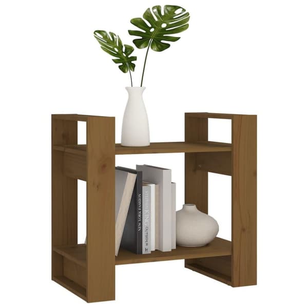 vidaXL Bokhylla/rumsavdelare honungsbrun 60x35x57 cm massiv furu