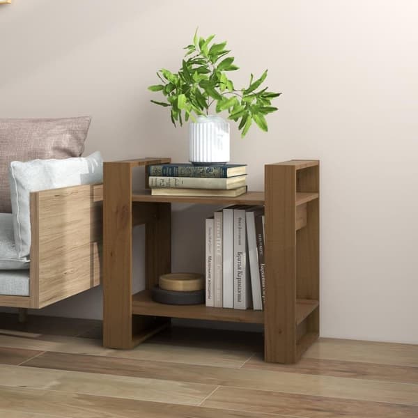vidaXL Bokhylla/rumsavdelare honungsbrun 60x35x57 cm massiv furu