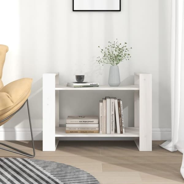 vidaXL Bokhylla/rumsavdelare vit 80x35x56,5 cm massiv furu