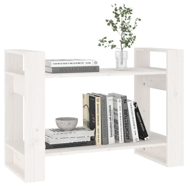 vidaXL Bokhylla/rumsavdelare vit 80x35x56,5 cm massiv furu
