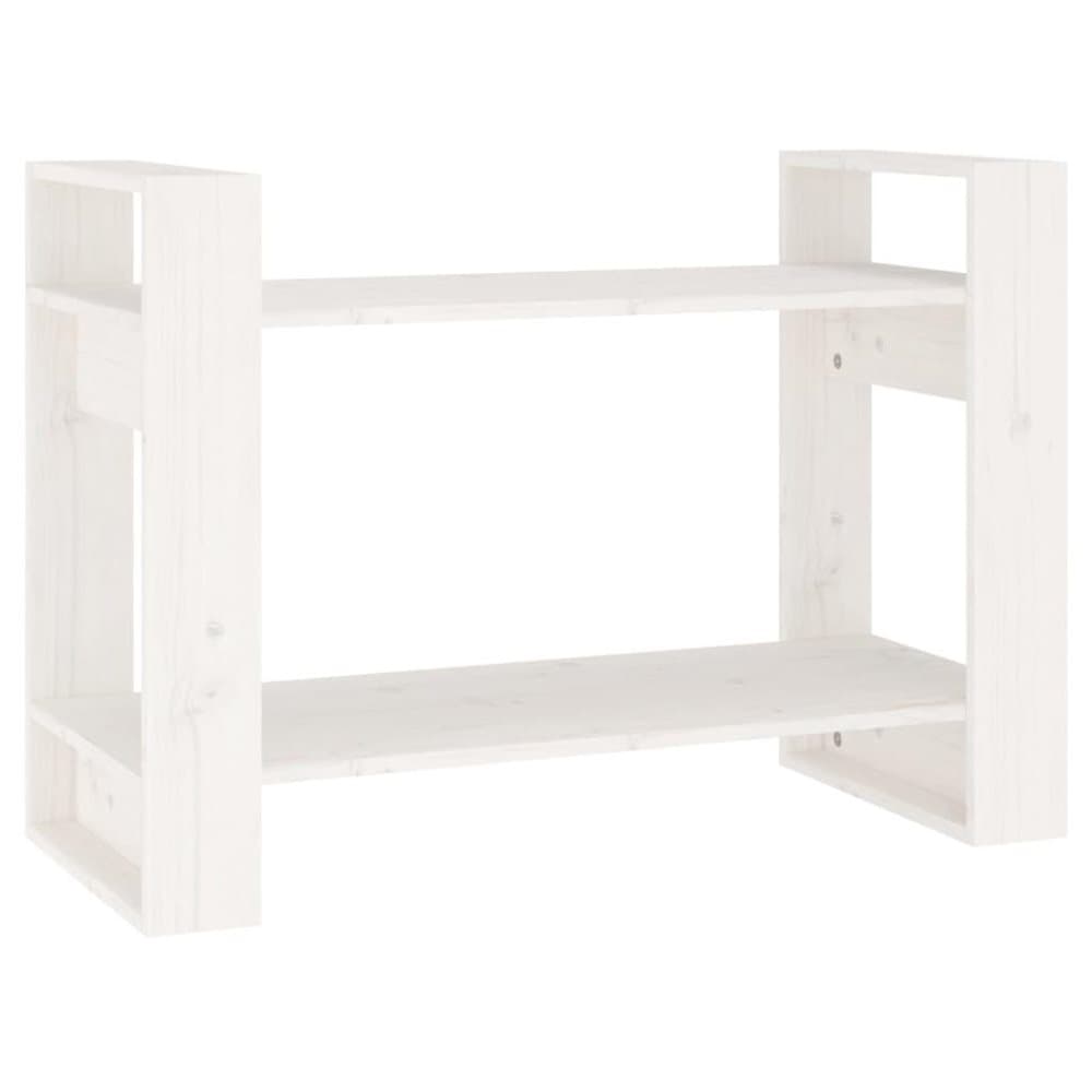 vidaXL Bokhylla/rumsavdelare vit 80x35x56,5 cm massiv furu