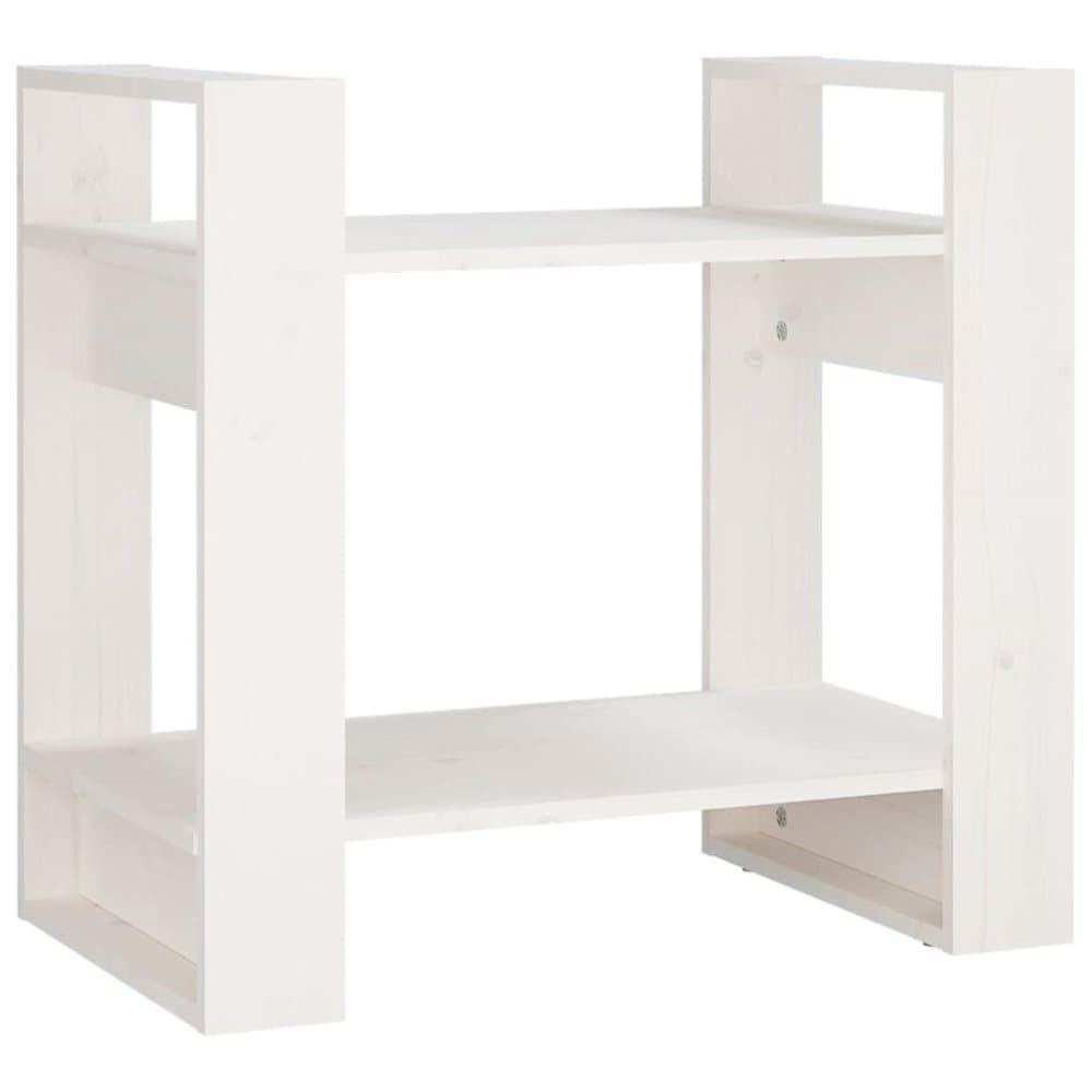 vidaXL Bokhylla/rumsavdelare vit 60x35x57 cm massiv furu